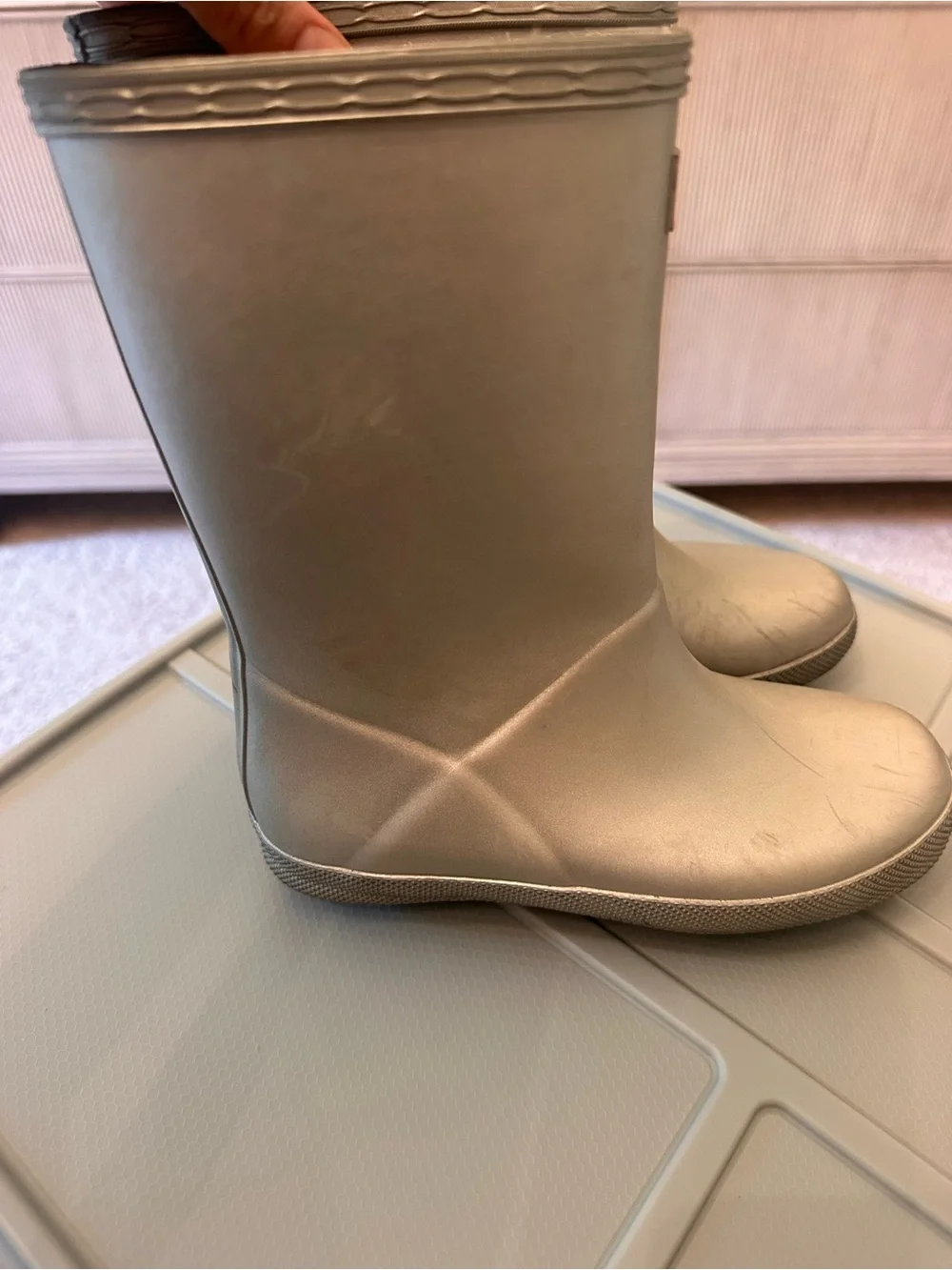 Hunter Kids Metallic Silver Rain Boots